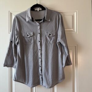 Eden & Olivia Striped black white button down Shirt Large
